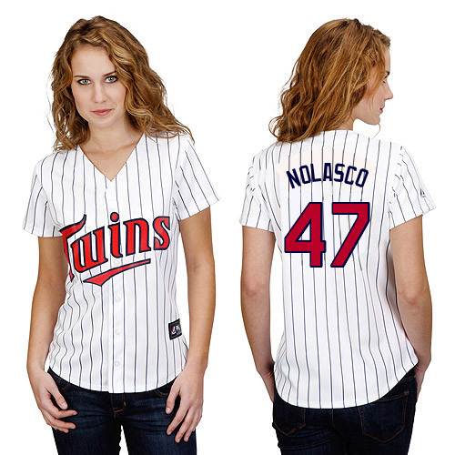 Ricky Nolasco #47 mlb Jersey-Minnesota Twins Women's Authentic Home White Baseball Jersey